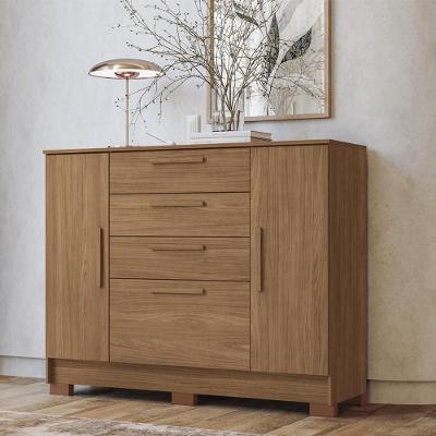 Cômoda Santos Andirá Pinhais com 2 Portas, 4 Gavetas, 1 Prateleira e 1 Cabideiro - 130,2cm de largura