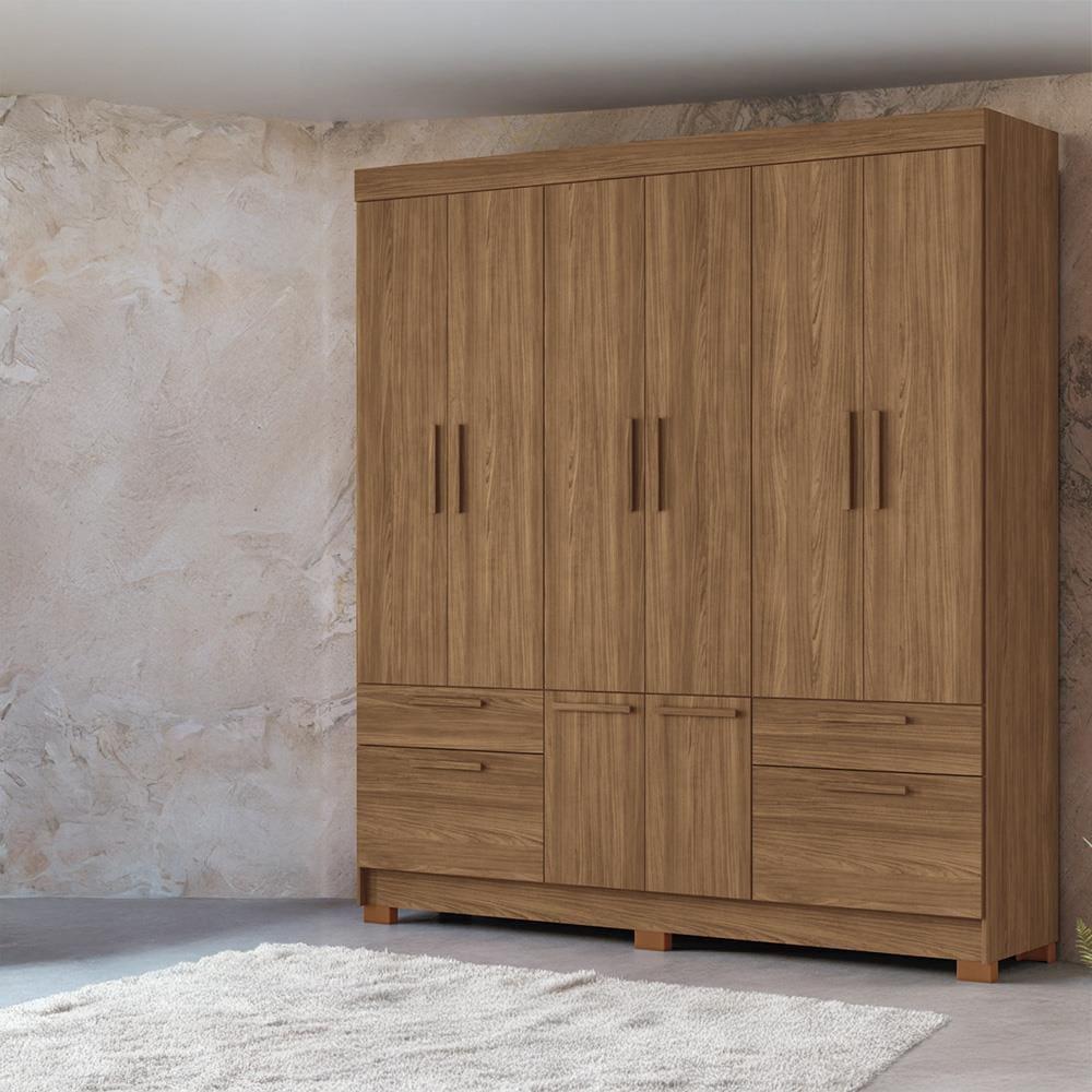 Guarda-Roupa Casal Santos Andirá Curitiba com 8 Portas, 4 Gavetas e 5 Prateleiras – 194,4cm de largura - 1