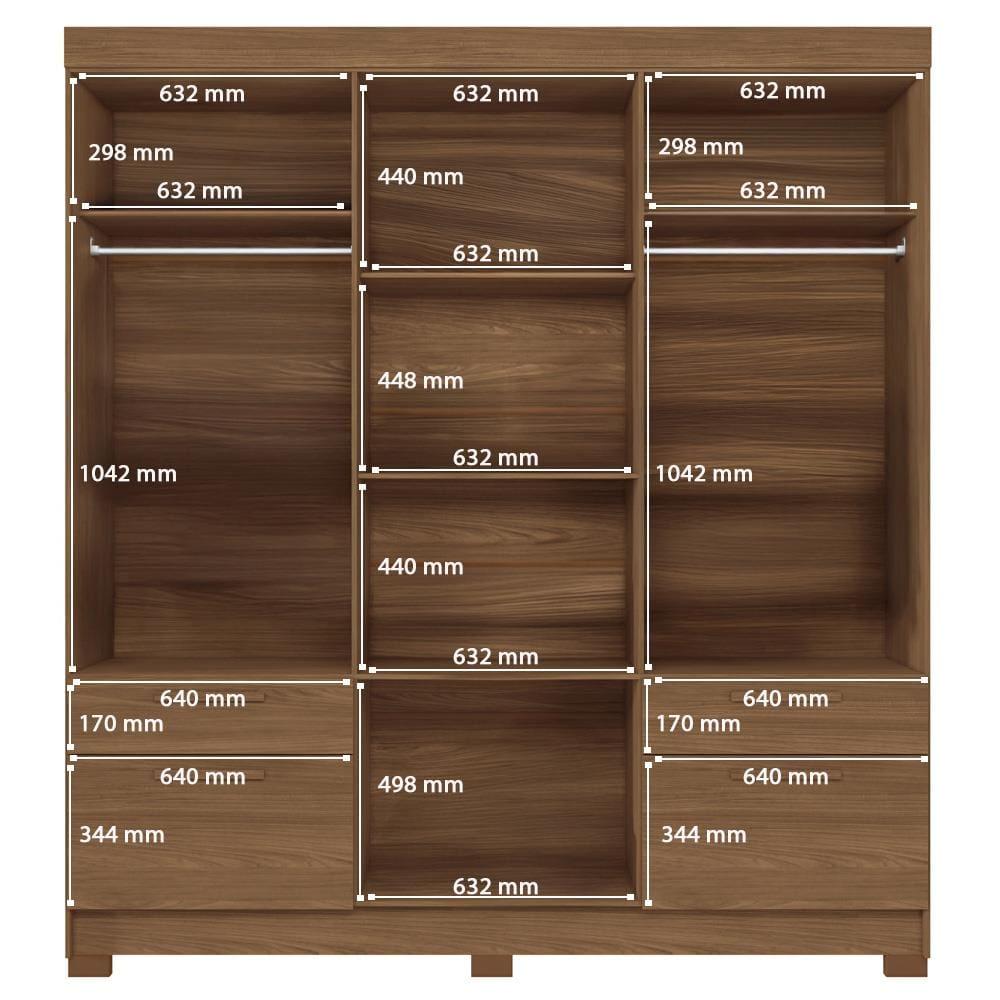 Guarda-Roupa Casal Santos Andirá Curitiba com 8 Portas, 4 Gavetas e 5 Prateleiras – 194,4cm de largura - 9