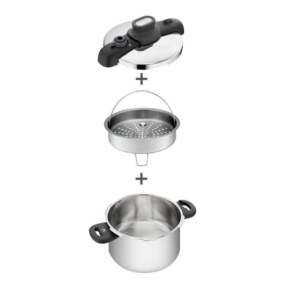 Panela de Pressão T-FAL Opti’Space em Inox com Cesto Vapor - 7 L - 2