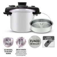 Panela de Pressão T-FAL Opti’Space em Inox com Cesto Vapor - 7 L - 8
