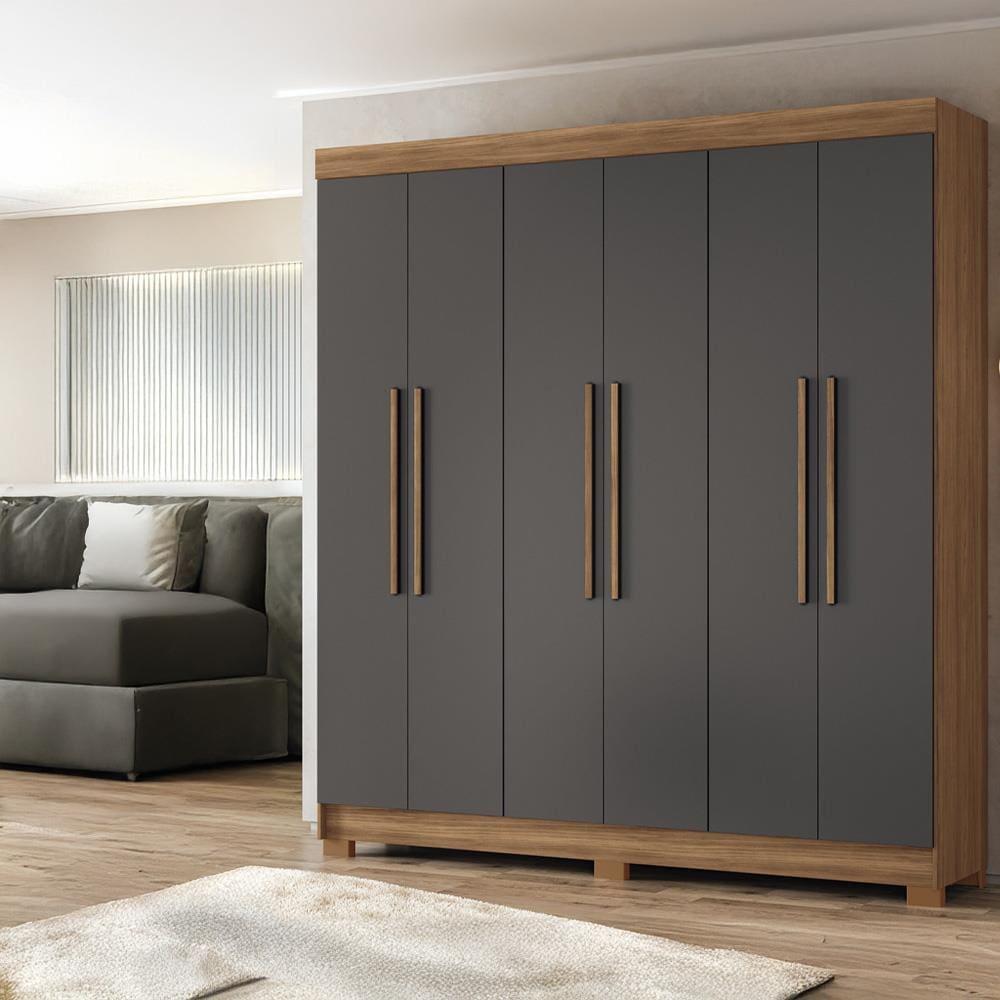 Guarda-Roupa Casal Santos Andirá Toledo com 6 Portas, 2 Gavetas e 5 Prateleiras - 194,4cm de largura - 1