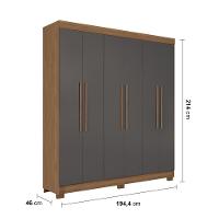 Guarda-Roupa Casal Santos Andirá Toledo com 6 Portas, 2 Gavetas e 5 Prateleiras - 194,4cm de largura - 9