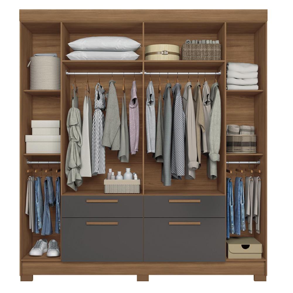 Guarda-Roupa Casal Santos Andirá Guarapuava com 6 Portas, 4 Gavetas e 6 Prateleiras - 194,4cm de largura - 4