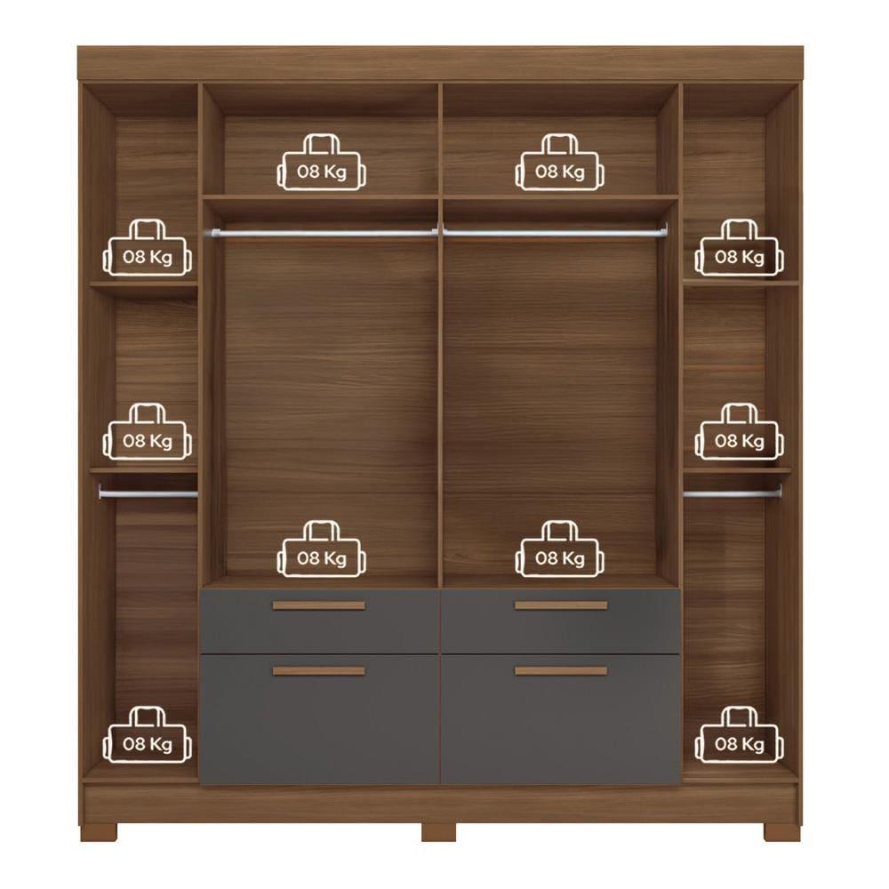 Guarda-Roupa Casal Santos Andirá Guarapuava com 6 Portas, 4 Gavetas e 6 Prateleiras - 194,4cm de largura - 8