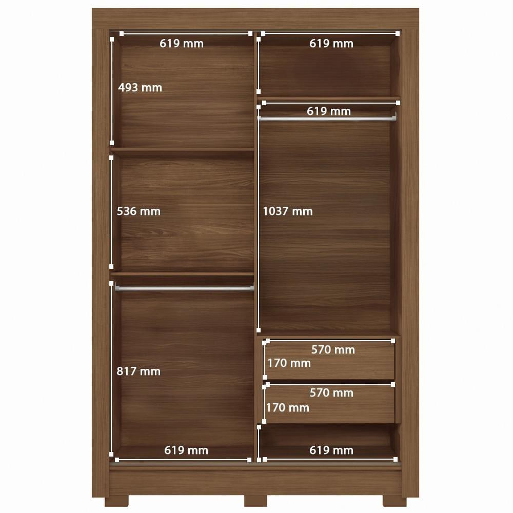 Guarda-Roupa Solteiro Santos Andirá Lapa com 2 Portas, 2 Gavetas e 3 Prateleiras – 140cm de largura - 5