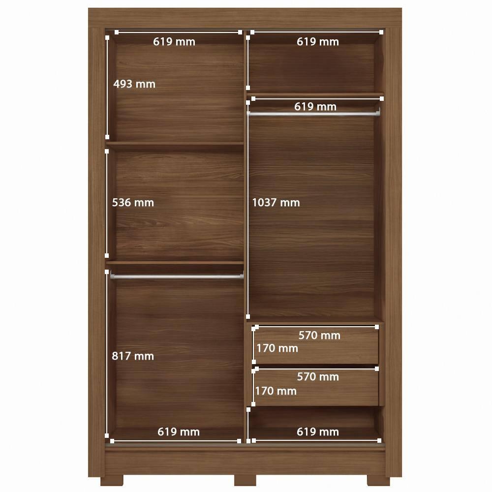 Guarda-Roupa Solteiro Santos Andirá Lapa com 2 Portas, 2 Gavetas e 3 Prateleiras – 140cm de largura - 7