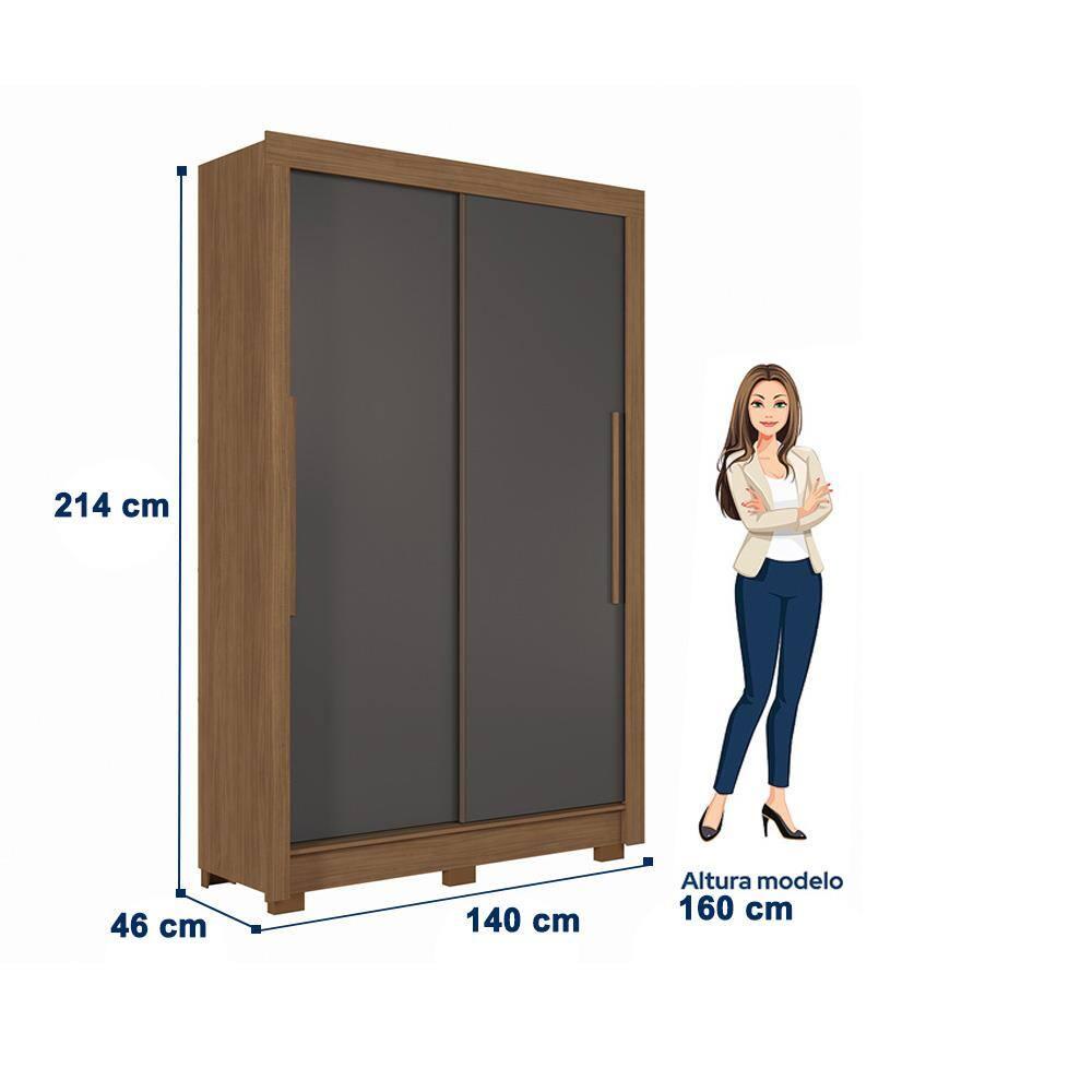 Guarda-Roupa Solteiro Santos Andirá Lapa com 2 Portas, 2 Gavetas e 3 Prateleiras – 140cm de largura - 8
