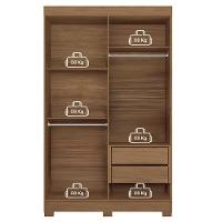 Guarda-Roupa Solteiro Santos Andirá Sarandi com 4 Portas, 2 Gavetas e 4 Prateleiras - 130cm de largura - 8