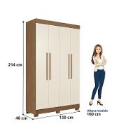 Guarda-Roupa Solteiro Santos Andirá Sarandi com 4 Portas, 2 Gavetas e 4 Prateleiras - 130cm de largura - 9