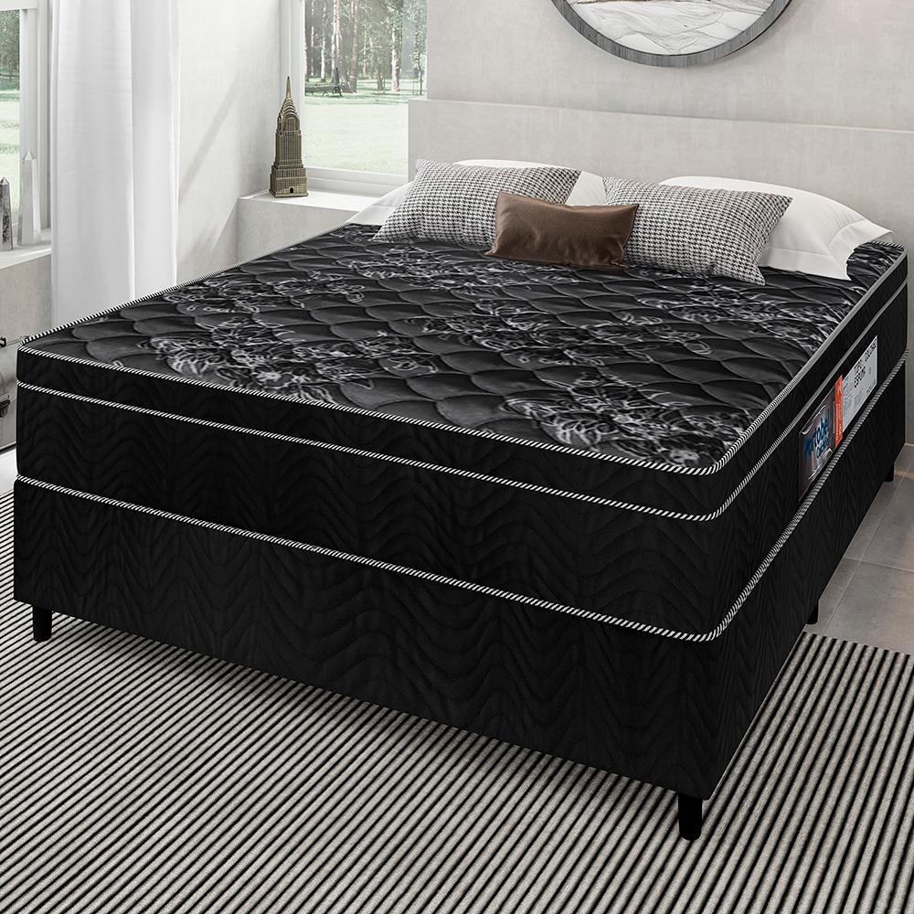 Cama Box Casal Portobel + Colchão Diplomata com Espuma D-45 65x138x188cm - Preto - 2