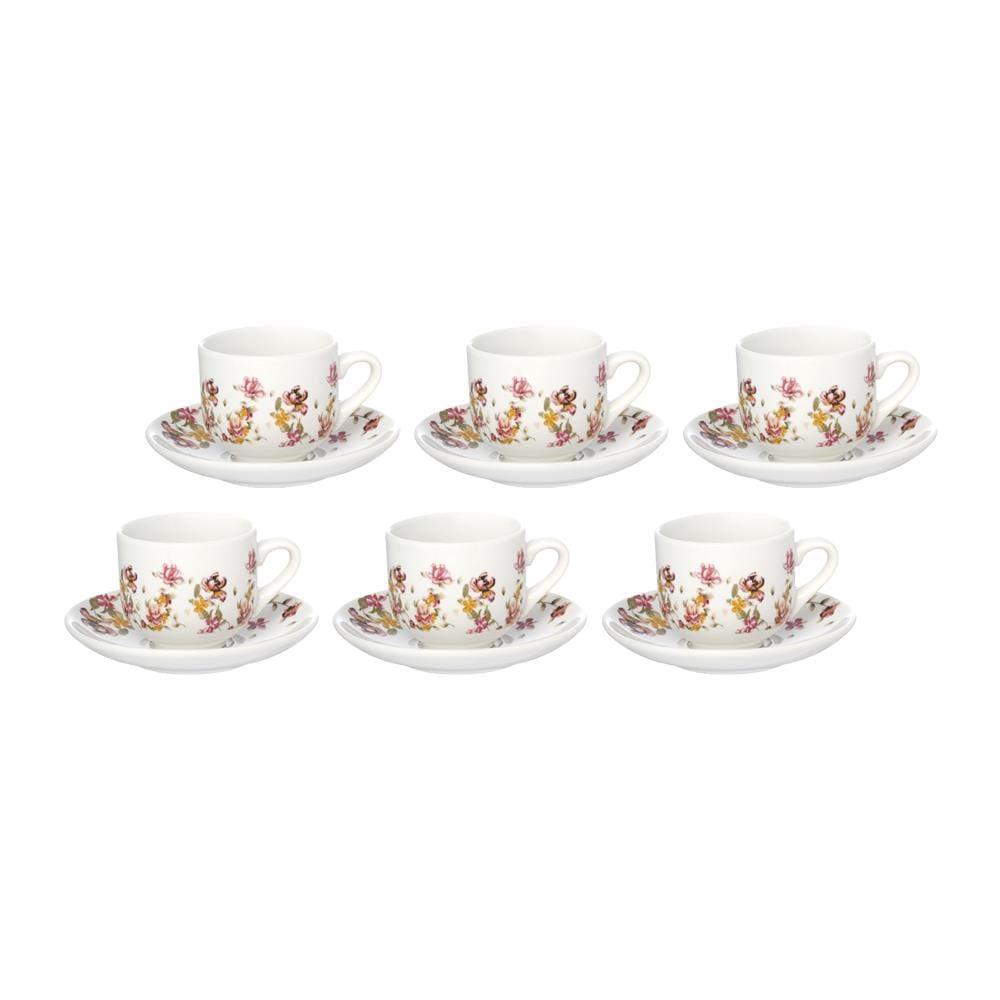 Jogo de Xícaras de Café HausKraft Le Jardin em Porcelana com Pires 90ml – 6 Peças - 1