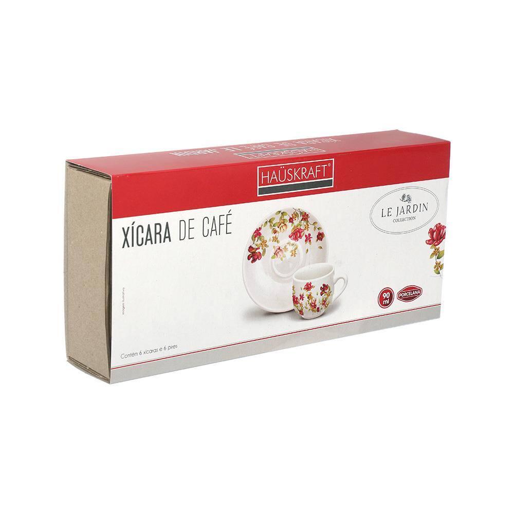 Jogo de Xícaras de Café HausKraft Le Jardin em Porcelana com Pires 90ml – 6 Peças - 3