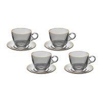 Conjunto de Xícaras para Chá Hauskraft Menfis com Pires em Cristal ônix 170ml – 4 Peças - 1