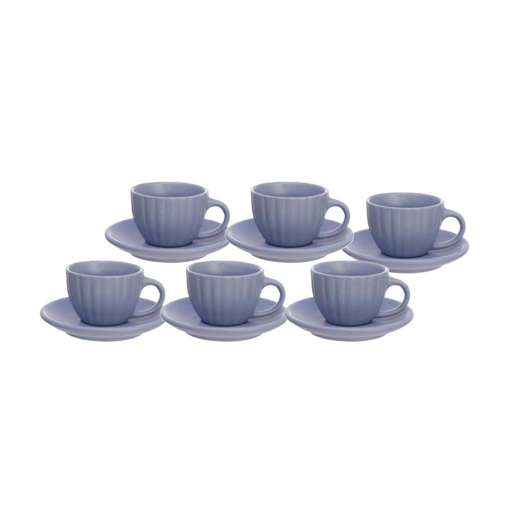 Conjunto de Xícaras para Café Hauskraft Bella em Cerâmica 90 ml Azul – 6 Peças - 1