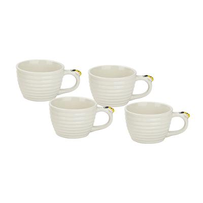 Conjunto de Xícaras para Chá Hauskraft Bee em Porcelana 230 ml Branca – 4 Peças