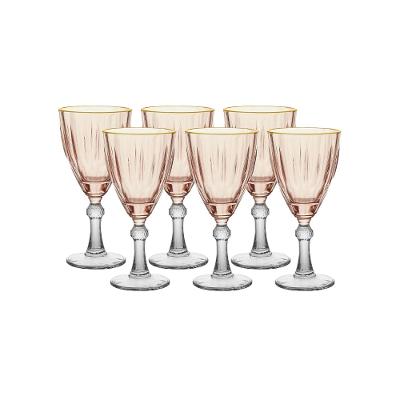 Conjunto de Taças para Água/Vinho Hauskraft Dominic em Vidro 275 ml Rosa - 6 Peças