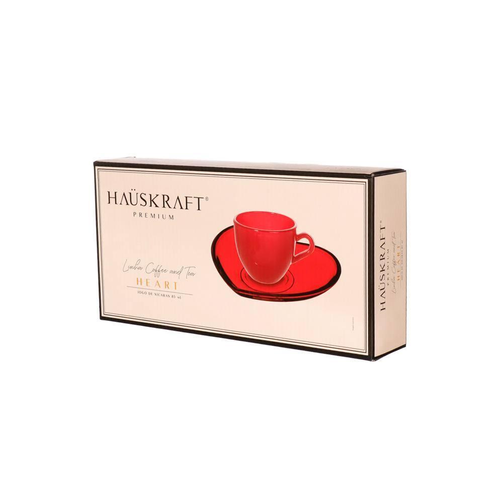 Jogo de Xícaras para Café Hauskraft Heart em Vidro 85 ml Vermelha – 4 Peças - 5