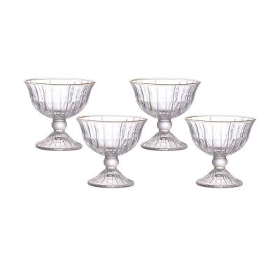 Conjunto de Taças para Sobremesa Hauskraft Melina 200 ml com Borda Dourada - 4 Peças