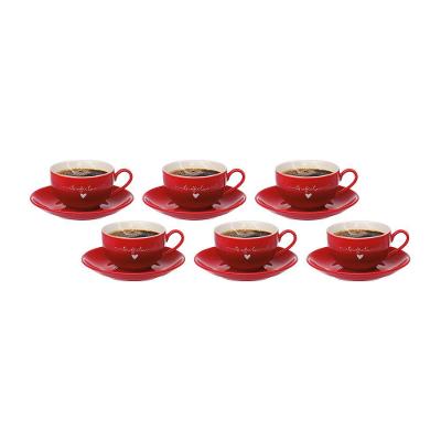 Jogo de Xícaras para Chá Hauskraft L`amour em Porcelana 160 ml Vermelha - 6 Peças