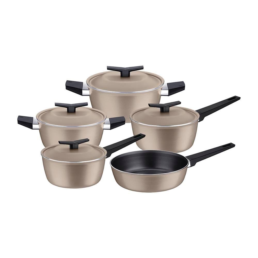 Jogo de Panelas 5 Peças Tramontina Spezia Induction em Alumínio com Revestimento Antiaderente Starflon Excellent - Areia - 1