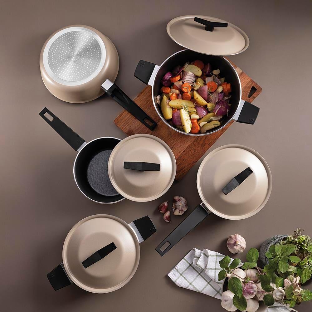 Jogo de Panelas 5 Peças Tramontina Spezia Induction em Alumínio com Revestimento Antiaderente Starflon Excellent - Areia - 8