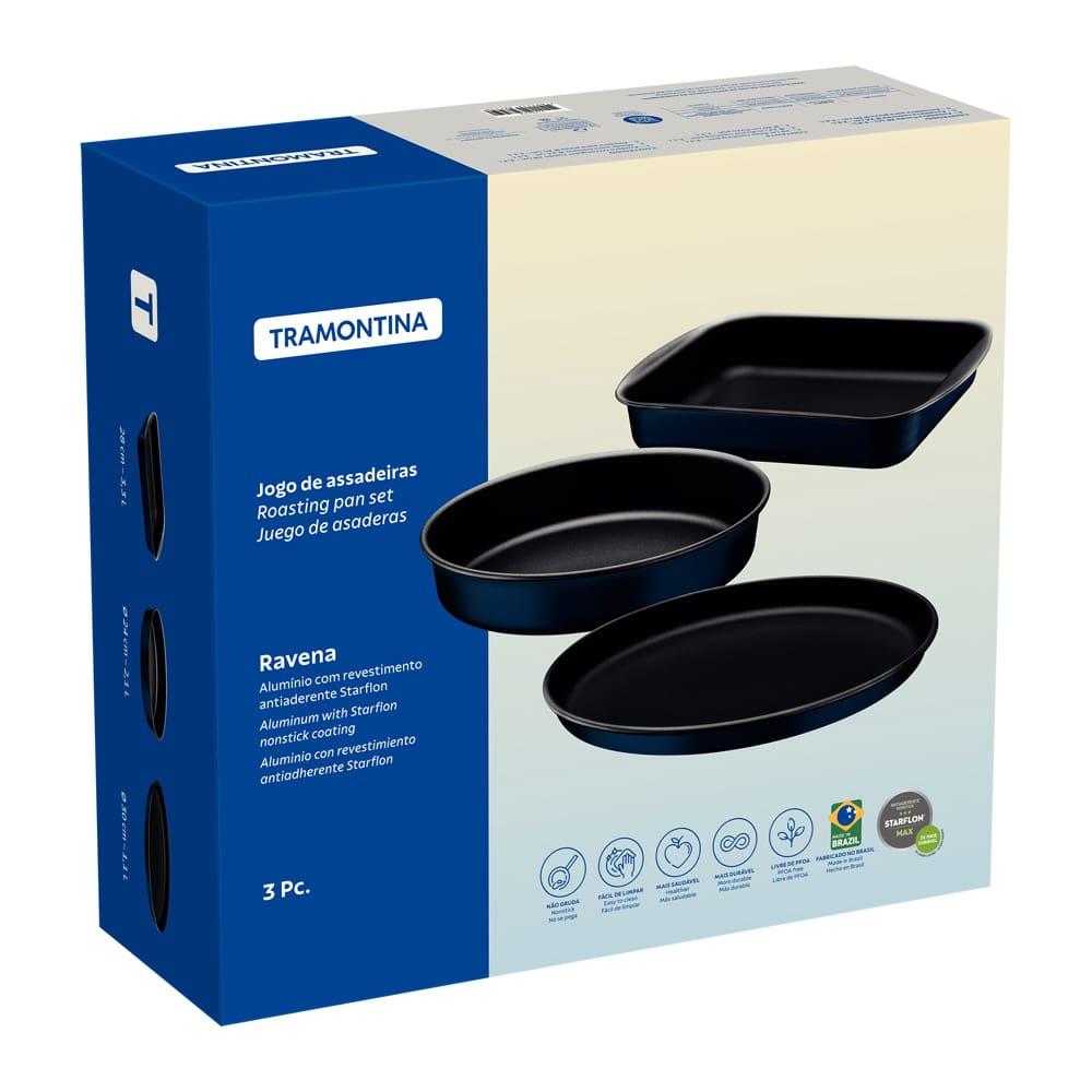 Conjunto de Assadeiras Tramontina Ravena em Alumínio com Revestimento Antiaderente Starflon Max - 3 Peças - 3