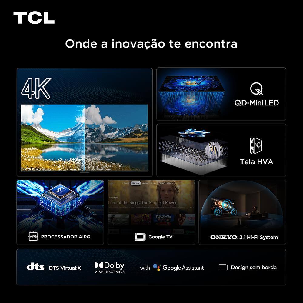 Smart TV TCL 50" 4K QD-Mini Led 50C6KS 60Hz com Sistema Operacional Google TV - 6