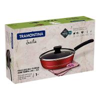 Frigideira Funda Tramontina Sicília em Alumínio com Tampa, Revestimento Interno e Externo em Antiaderente Starflon Excellent Vermelha - 24 cm - 2