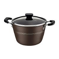Caldeirão Tramontina Sicília em Alumínio com Revestimento Interno e Externo em Antiaderente Starflon Excellent Avelã com Tampa de Vidro - 24 cm - 1