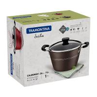 Caldeirão Tramontina Sicília em Alumínio com Revestimento Interno e Externo em Antiaderente Starflon Excellent Avelã com Tampa de Vidro - 24 cm - 2