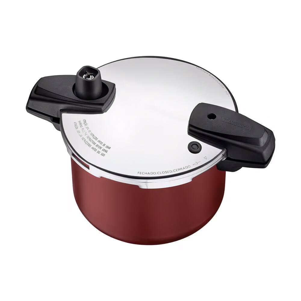 Panela de Pressão Tramontina Arizona em Alumínio, Revestimento Starflon Max 4,5L – Vermelha + Faqueiro 12 Peças Leme, Lâminas em Aço Inox – Vermelho - 3