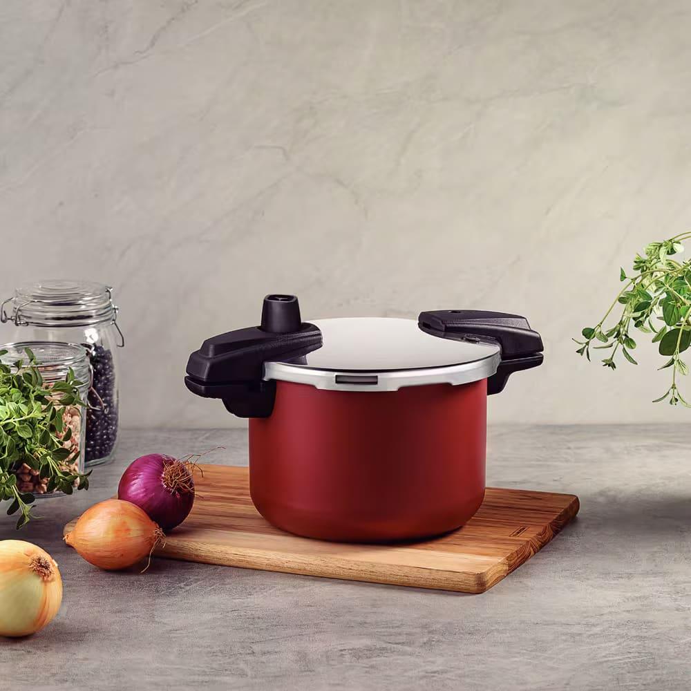 Panela de Pressão Tramontina Arizona em Alumínio, Revestimento Starflon Max 4,5L – Vermelha + Faqueiro 12 Peças Leme, Lâminas em Aço Inox – Vermelho - 6