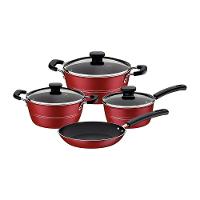 Jogo de Panelas Tramontina Sicília em Alumínio com Revestimento Interno e Externo Antiaderente Starflon Excellent Vermelho – 4 Peças - 1