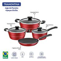 Jogo de Panelas Tramontina Sicília em Alumínio com Revestimento Interno e Externo Antiaderente Starflon Excellent Vermelho – 4 Peças - 3
