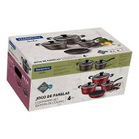 Jogo de Panelas Tramontina Sicília em Alumínio com Revestimento Interno e Externo Antiaderente Starflon Excellent Vermelho – 4 Peças - 4