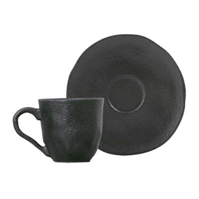 Jogo de Xícaras de Café Porto Brasil Orgânico Matte com Pires Preto 120ml – 6 Peças