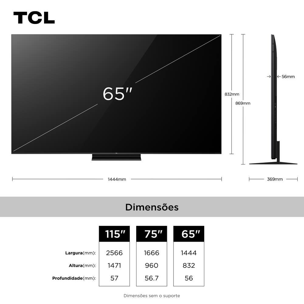 Smart TV TCL 65”4K QD-Mini Led 65C7K 144Hz com Sistema Operacional Google TV - 17