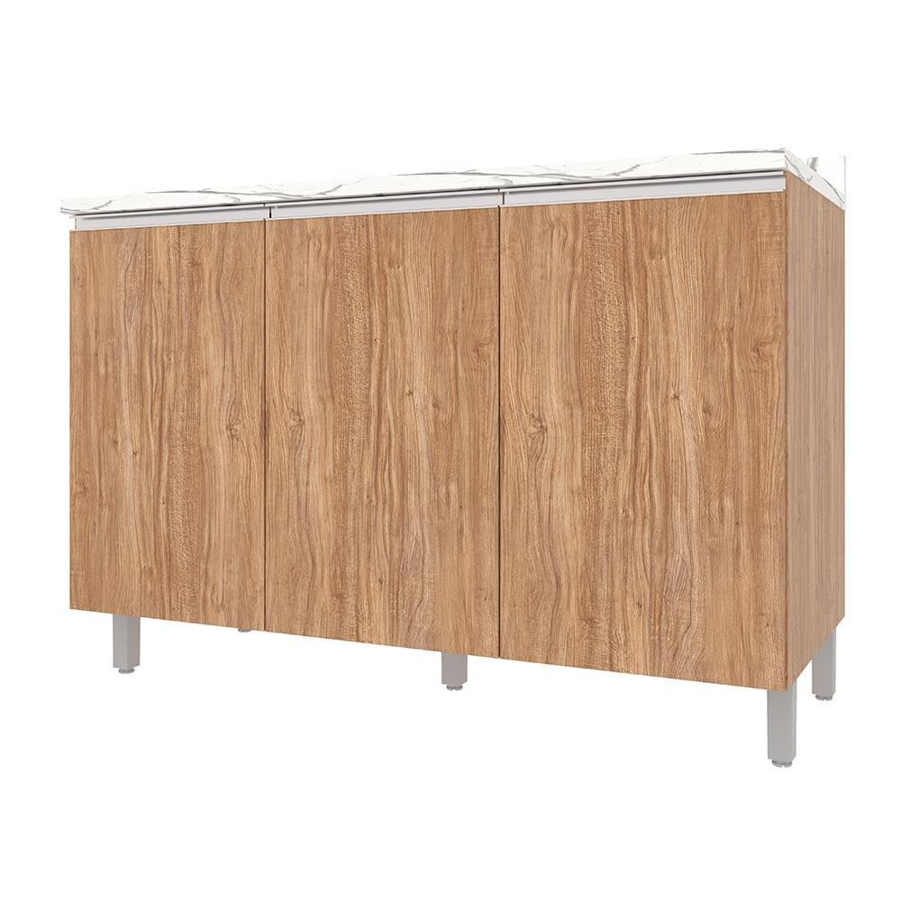 Balcão Triplo Bartira Amazonita com 3 Portas, 1 Prateleira e 120cm de largura - Damasco - 3