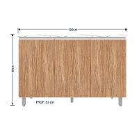 Balcão Triplo Bartira Amazonita com 3 Portas, 1 Prateleira e 120cm de largura - Damasco - 6