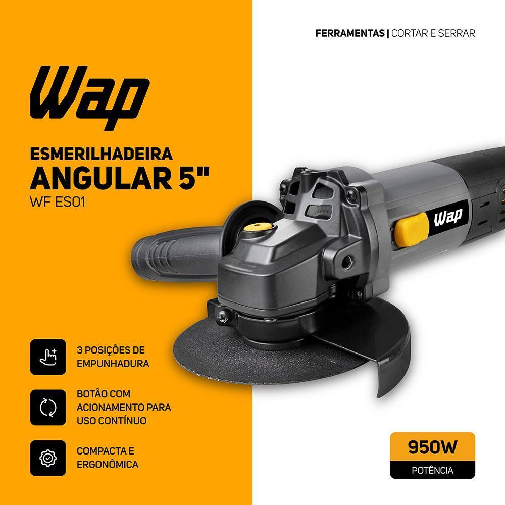 Esmerilhadeira Angular 5" Wap WF ES01 950W - Cinza/Amarelo - 8