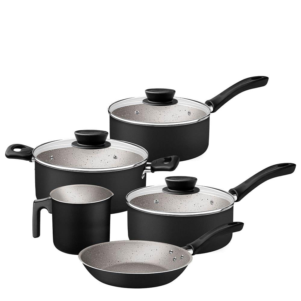 Jogo de Panelas 5 Peças Tramontina Linz em Alumínio com Revestimento Antiaderente Starflon Max – Preto - 2