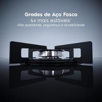 Cooktop 5 Bocas Electrolux KE5GT Chama Tripla Mesa de Vidro Grade de Aço Fosco Bivolt - 3