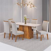 Mesa de Jantar 6 Cadeiras Viero Lumina Estofada Veludo - 1