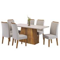 Mesa de Jantar 6 Cadeiras Viero Lumina Estofada Veludo - 2