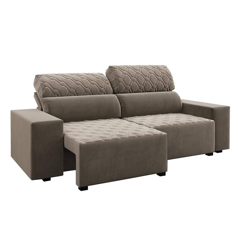 Sofá 3 Lugares Viero Venetto Retrátil Reclinável 2 Metros Veludo - 2