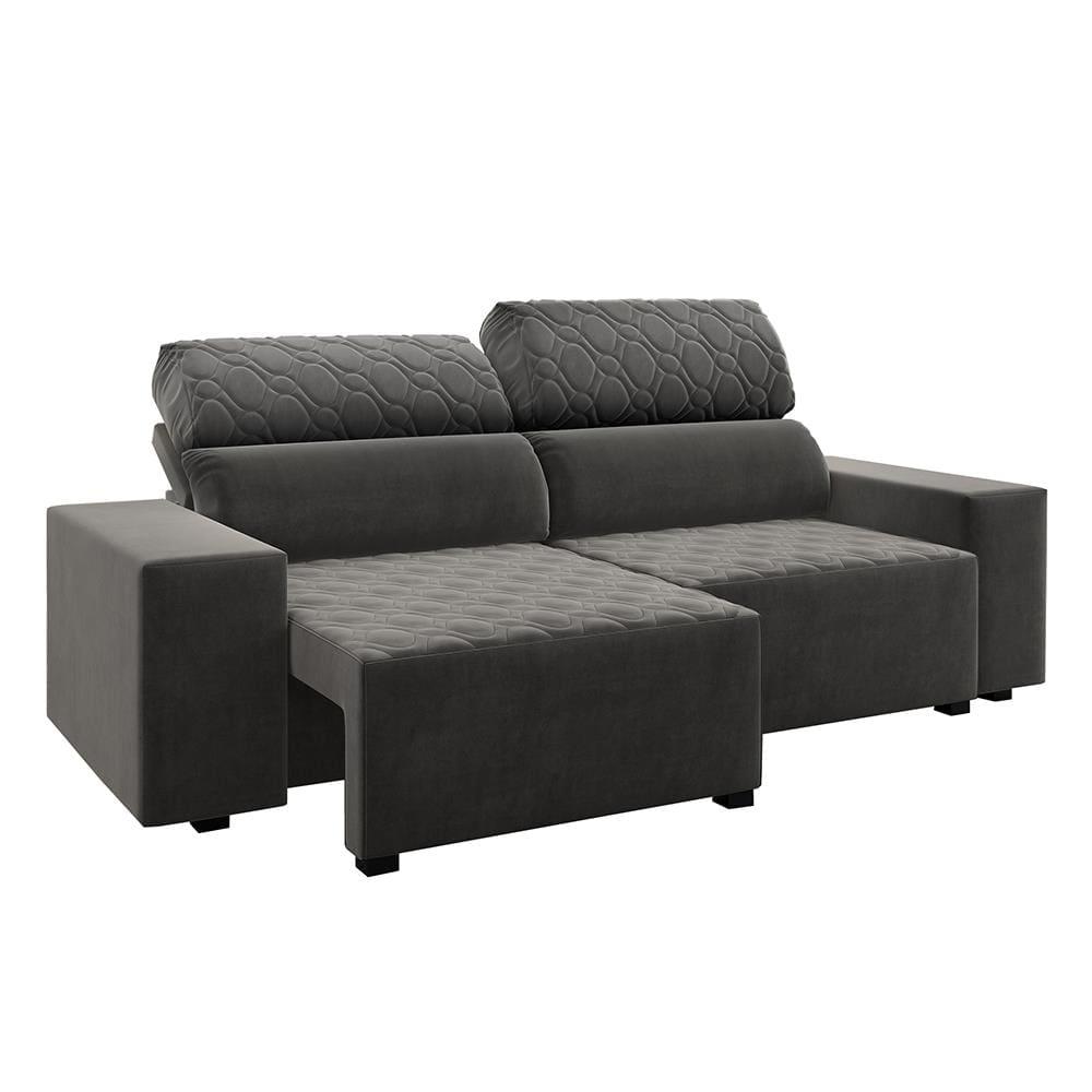 Sofá 3 Lugares Viero Venetto Retrátil Reclinável 2 Metros Veludo - 2