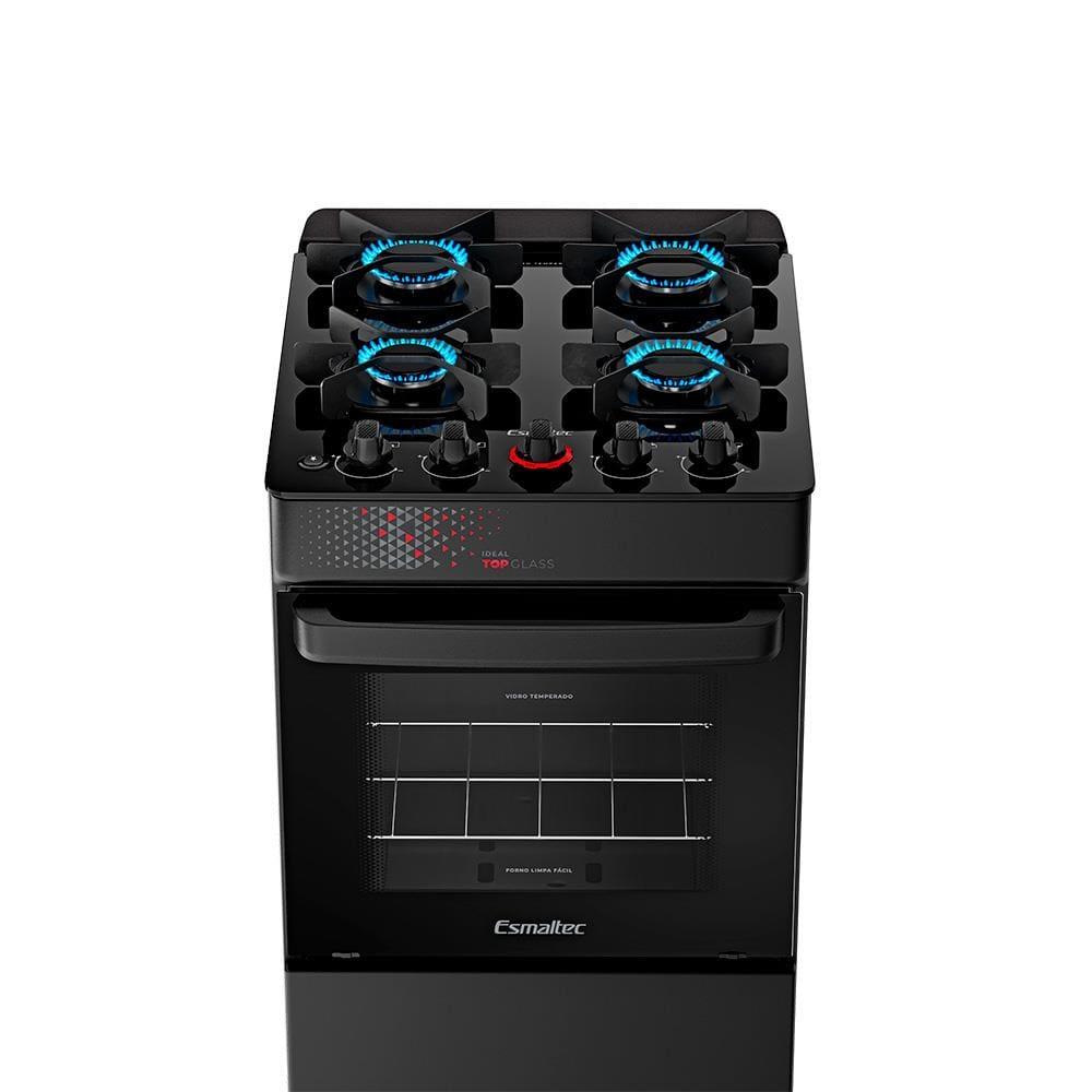 Fogão Esmaltec IDEAL Top Glass T4VAP Preto 4 Bocas com Mesa de Vidro e Acendimento Automático Forno 50L – Bivolt - 6
