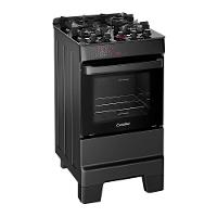 Fogão Esmaltec IDEAL Top Glass T4VAP Preto 4 Bocas com Mesa de Vidro e Acendimento Automático Forno 50L – Bivolt - 1