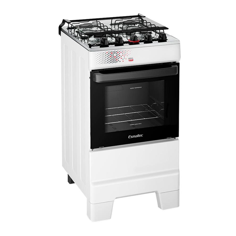 Fogão Esmaltec IDEAL Top T4IAB Branco 4 Bocas com Mesa de Inox e Acendimento Automático Forno 50L – Bivolt - 1